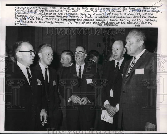 1960 Press Photo William H. Cowles III,Robert D. Best & Senator William Knowland - Historic Images