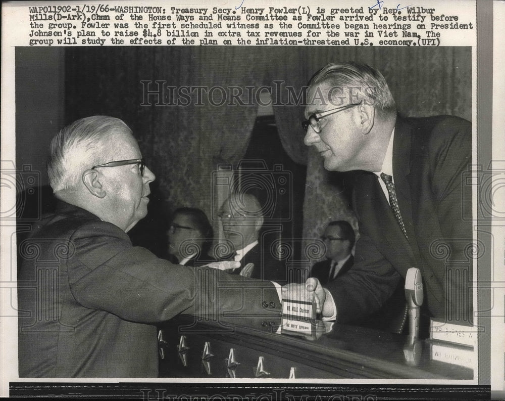 1966 Press Photo Treasury Sect. Henry Fowler rep. Wilbur - neb19130-Historic Images