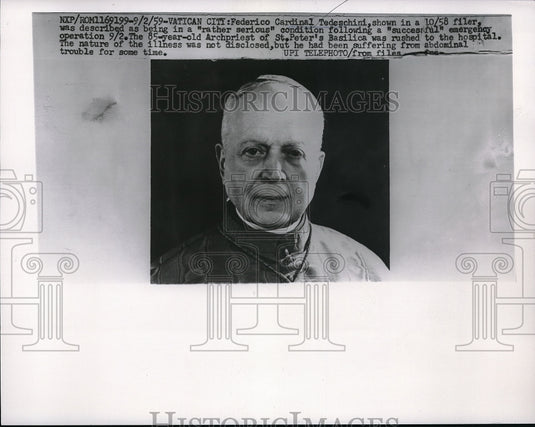 1959 Press Photo Federico Cardinal Tedeschini at Vatican City - Historic Images