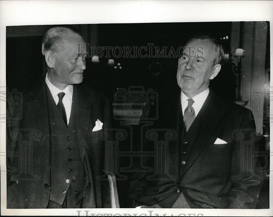 1963 Press Photo Lester Pearson of Canada & Sec Gen of NATO, Dick Stikker-Historic Images