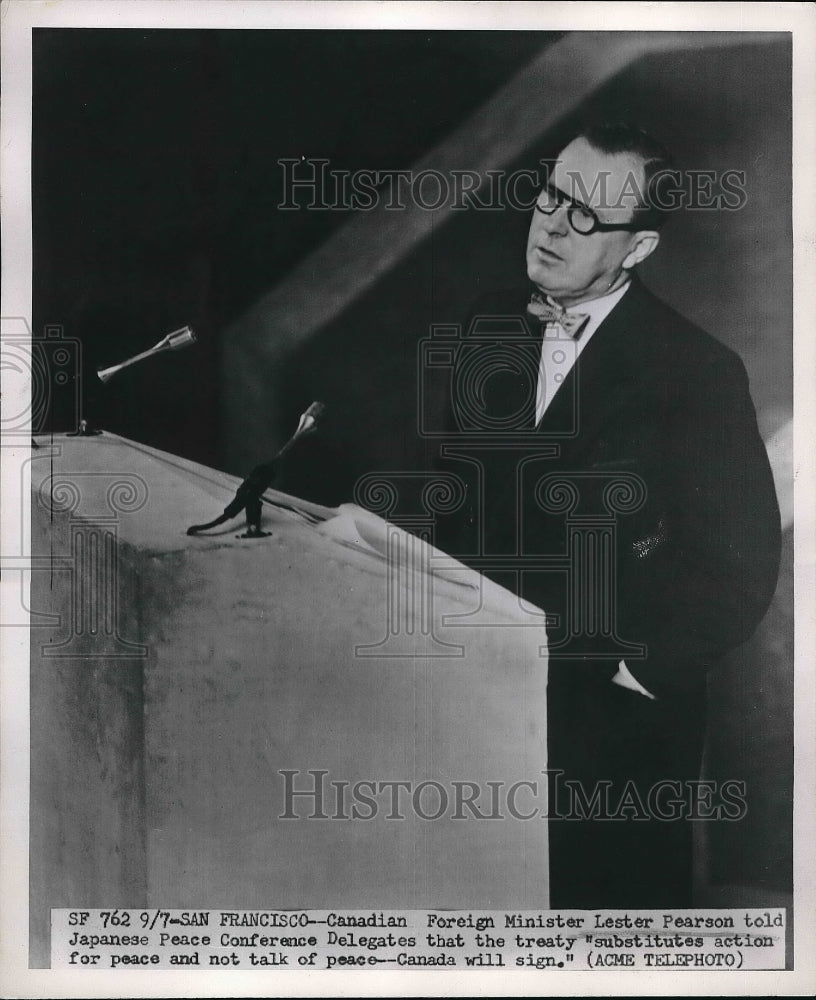 Press Photo Canadian Foreign Minister Lester Pearson at Japanese conference - Historic Images