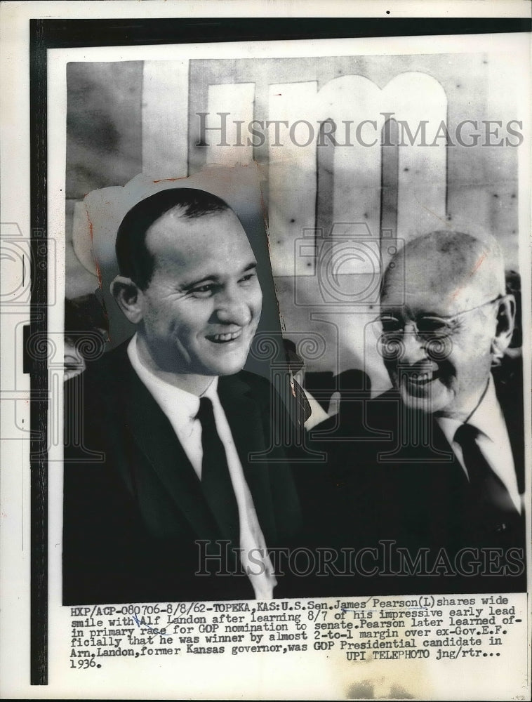 1962 Press Photo U.S. Senator James Pearson Alf Landon GOP Nomination Senate-Historic Images