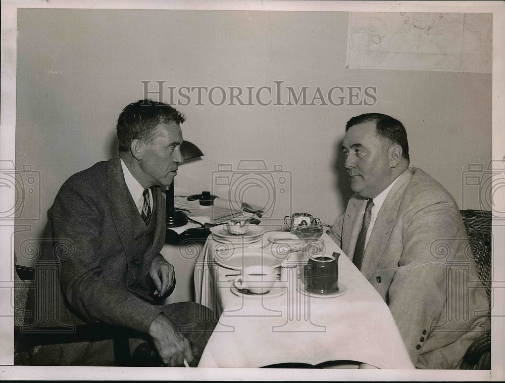 1937 Press Photo Col. Janeway, Mayor Daniel Shields - Historic Images