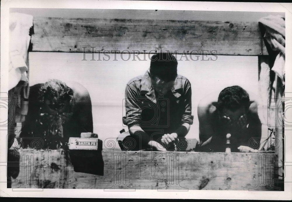 1950 GIs Make Use Of Makeshift Wash Basin On US Base In South Korea - Historic Images