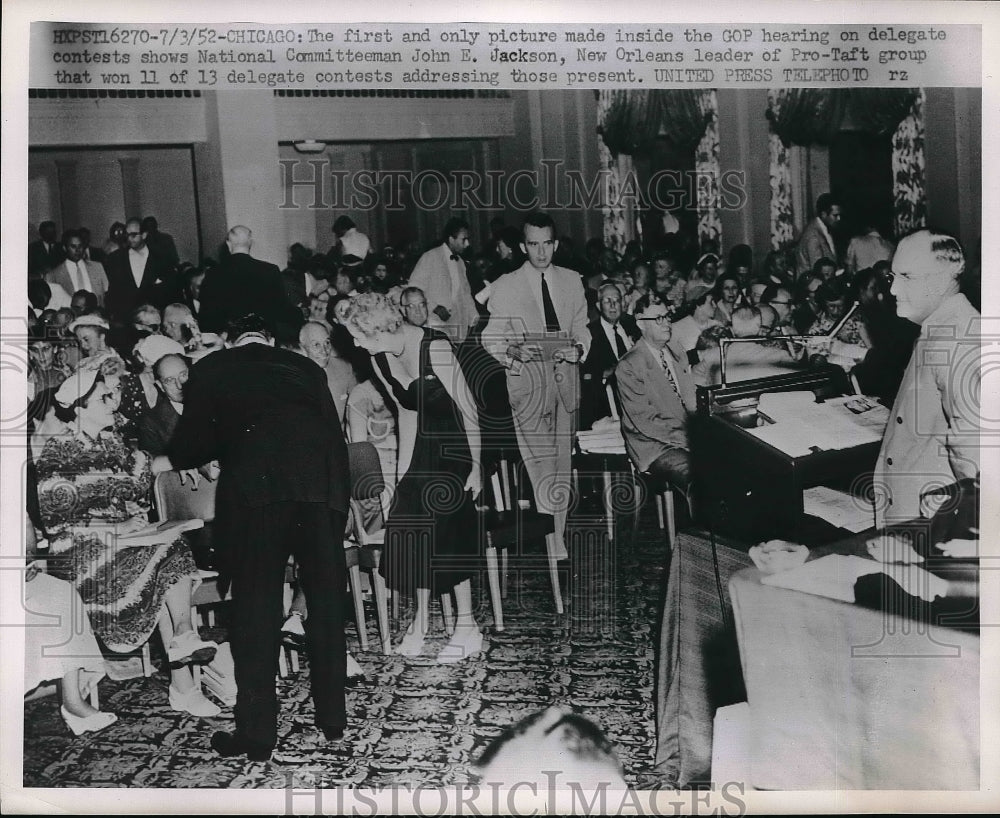 1952 Press Photo John E. Jakcson, GOP Hearing on Delegate Contests - Historic Images