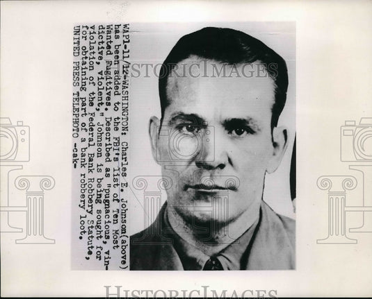 1953 Press Photo Charles E. Johnson on FBI's list of Most Wanted Fugitives-Historic Images