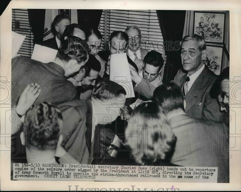 1949 Press Photo Presidential Secretary Charles Ross, Kenneth Royall-Historic Images