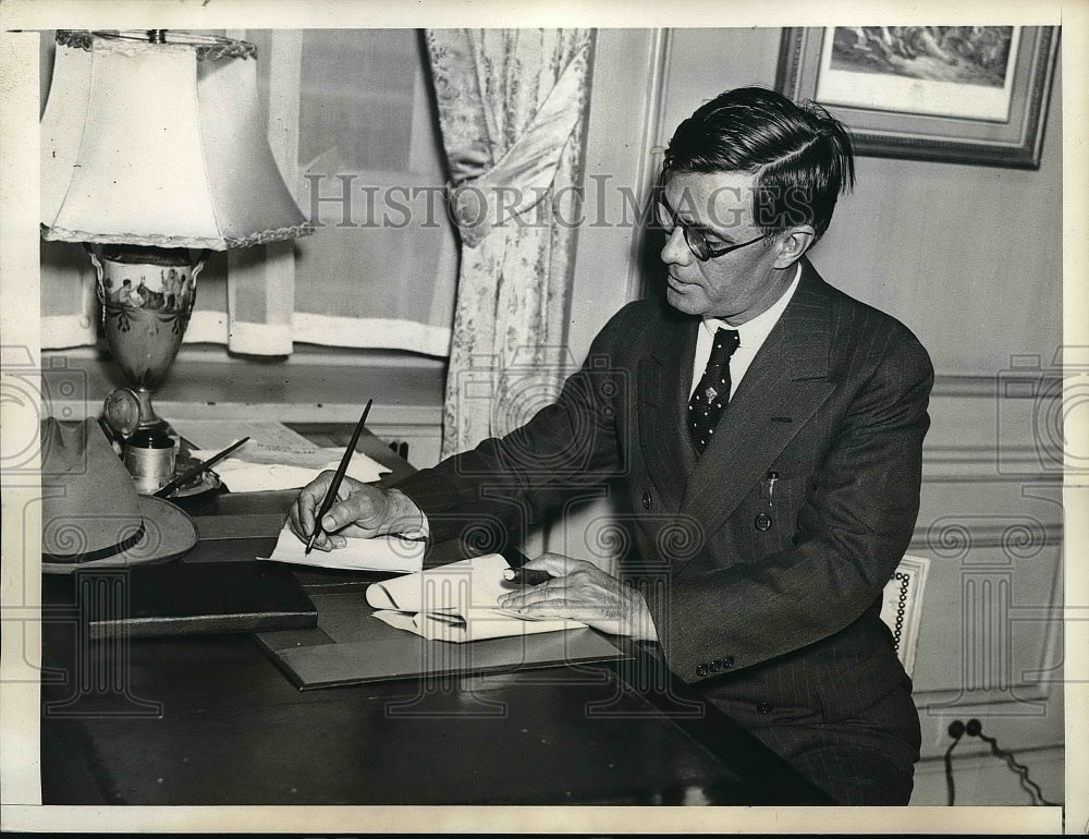 1935 Press Photo Governor Eugene Talmadge Writing a Letter - neb20074 - Historic Images