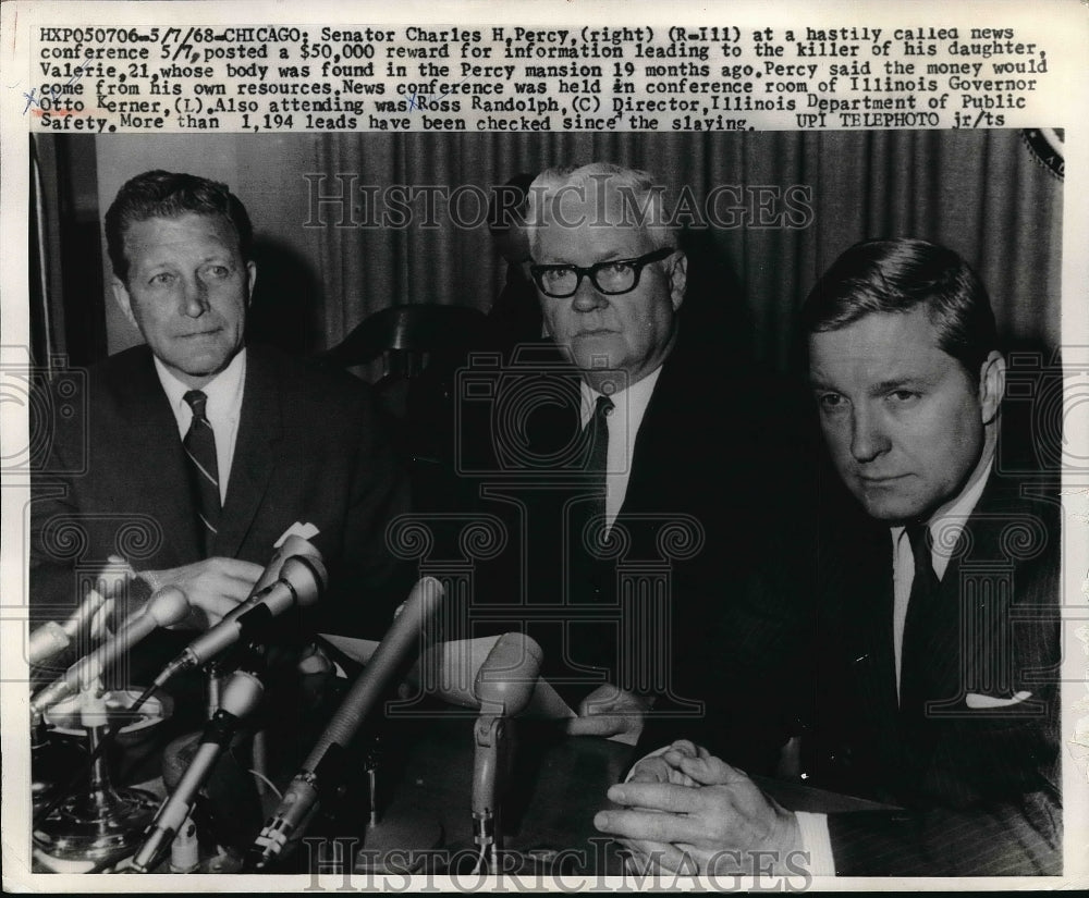 1968 Press Photo Sen. Charles Percy, Ross Randolph, Illinois Gov. Otto Kerner - Historic Images