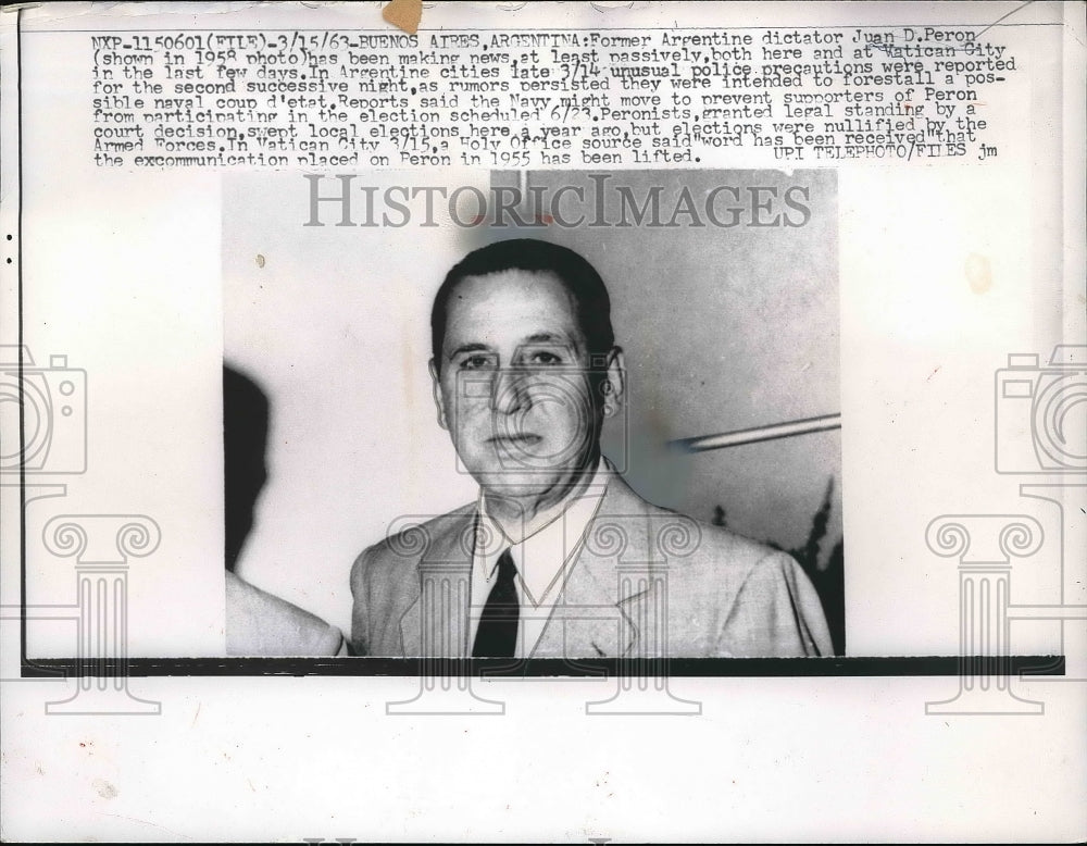 1958 Press Photo Former Argentine Dictator Juan D. Peron-Historic Images