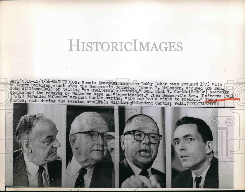 1964 Lennox McLendon Sen. Carl Curtis John Williams Senate Hearings - Historic Images