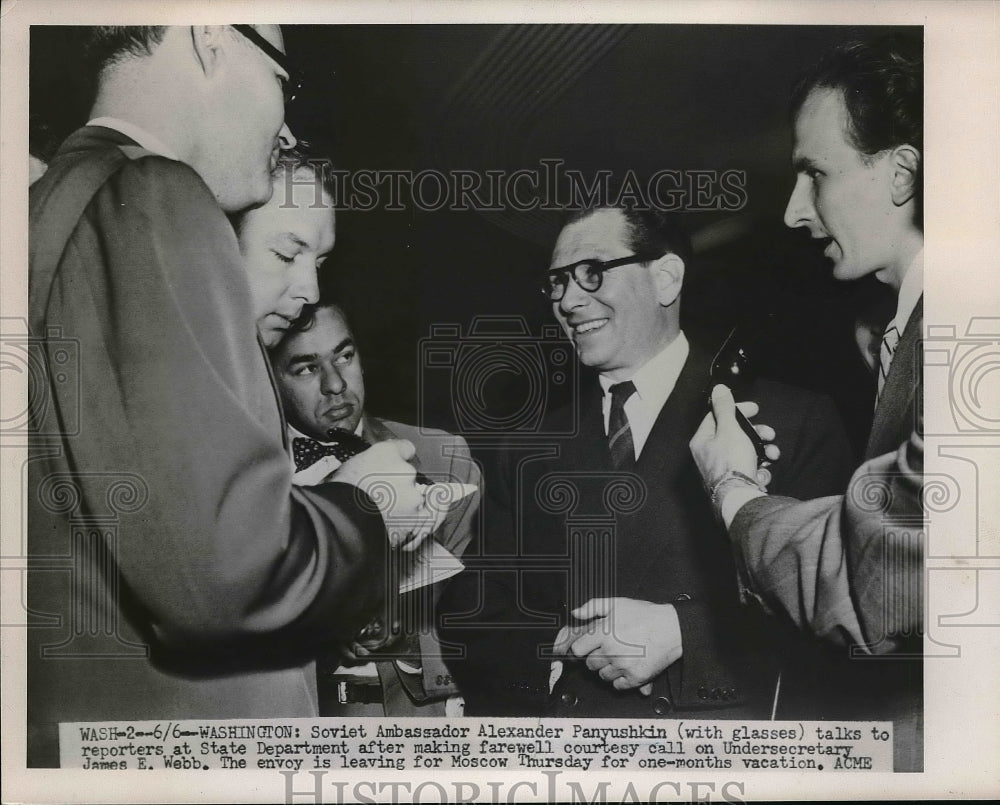 1951 Press Photo Soviet Ambassador Alexander Panyushkin Talks to Reporters - Historic Images