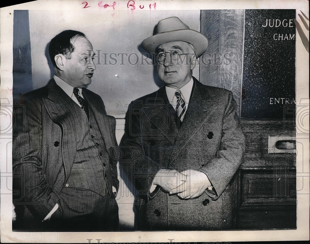 1946 Press Photo James C. Petrillo of AFL Musicians Union, Attorney H. Friedman-Historic Images