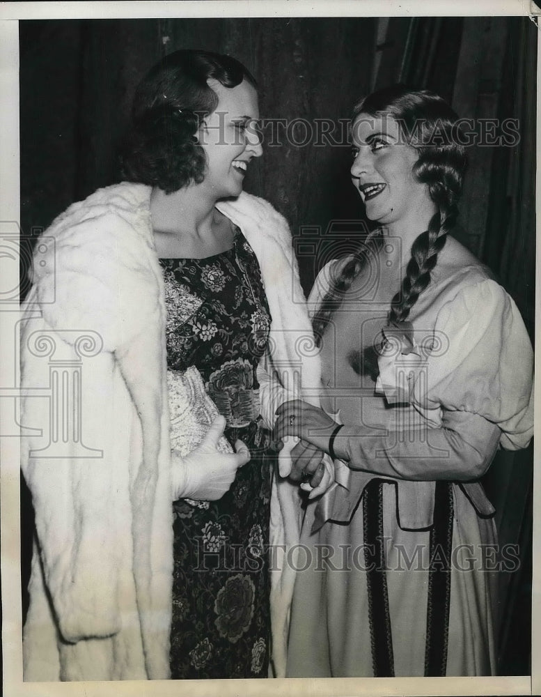 1935 Press Photo Opera Singers Marion Talley &amp; Armanda Chirot Attend &quot;Rigoletto&quot; - Historic Images