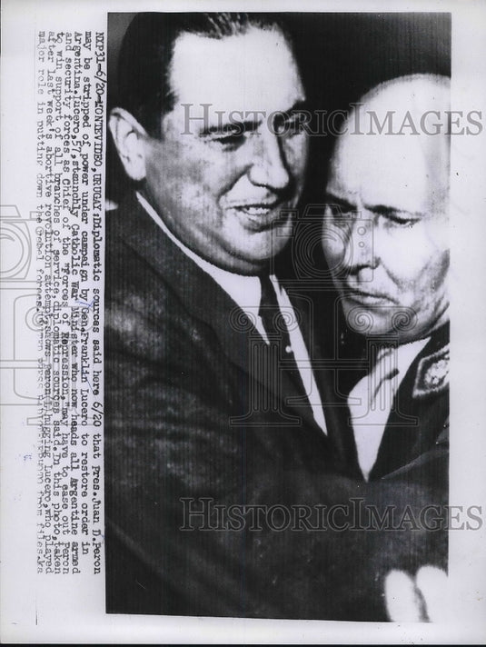 1955 President Juan D. Peron of Argentina, Gen. Franklin Lucero - Historic Images