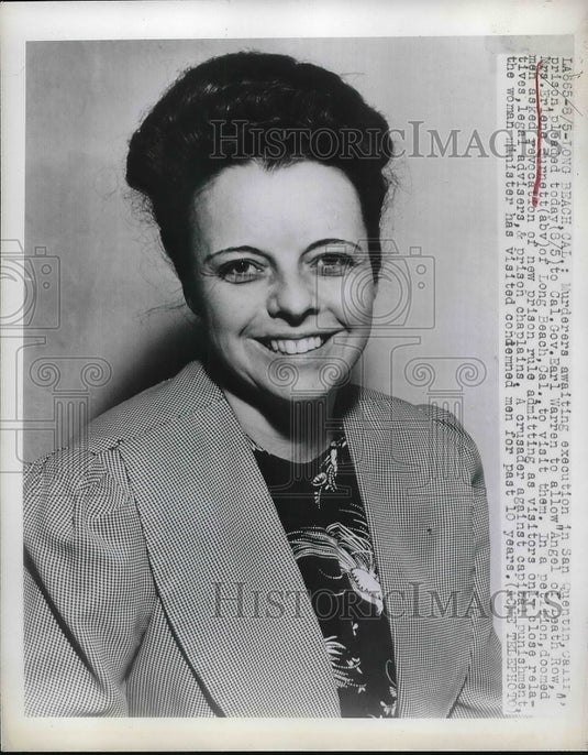 1948 Press Photo Mrs. Erlene Burnett, "Angel of Death Row" in San Quentin - Historic Images