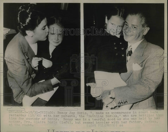 1947 Press Photo 7 yr old Bonny Joy Borin of custody battle between parents - Historic Images