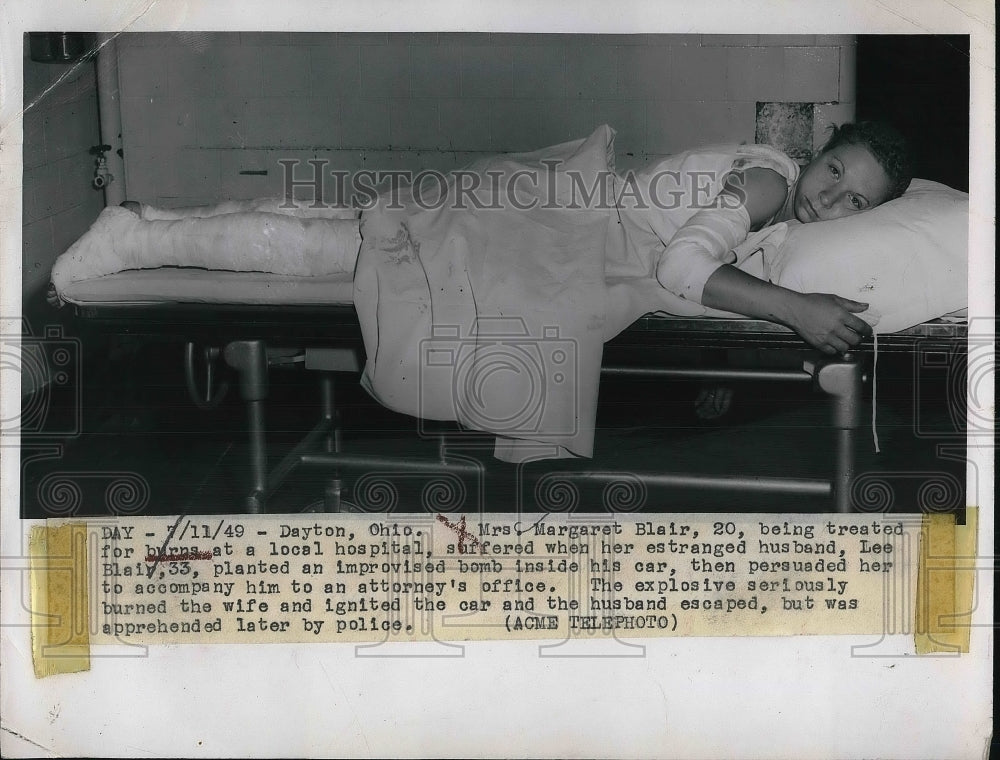 1949 Press Photo Margaret Blair Husband Put Bomb in Car to Kill Her - Historic Images