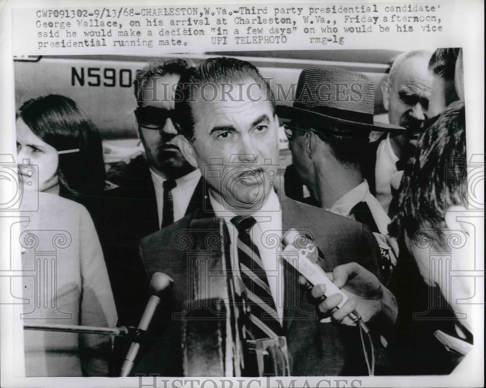 1968 Press Photo Presidential Candidate George Wallace Campaigning in Virginia-Historic Images