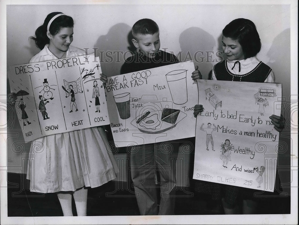 1960 Press Photo Denise Klein, Alan Miller, Shary Olkes, Elementary School - Historic Images