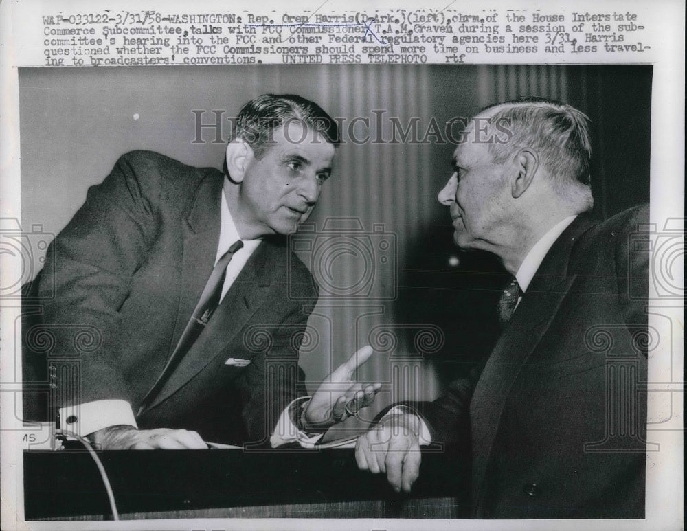 1958 Press Photo Harris &amp; Craven House Interstate Commerce Subcommittee Session-Historic Images