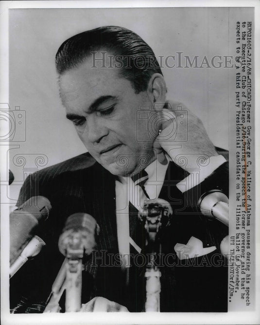 1968 Press Photo Alabama Governor George Wallace Presidential Candidate Speech - Historic Images