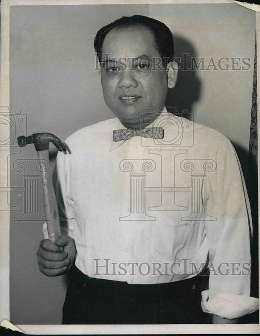 1962 Press Photo James Fong Fights Burglar, Attempted Robbery-Historic Images