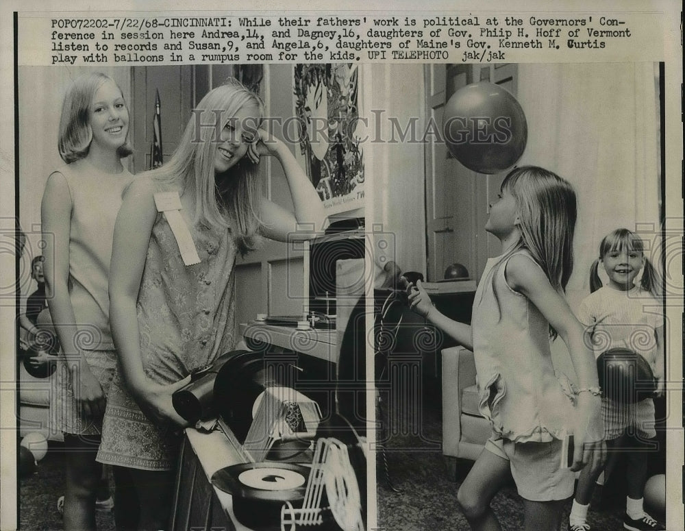 1968 Press Photo Daughters of Gov. P. Hoff: Andrea, 14, Dagney, 16 - Historic Images