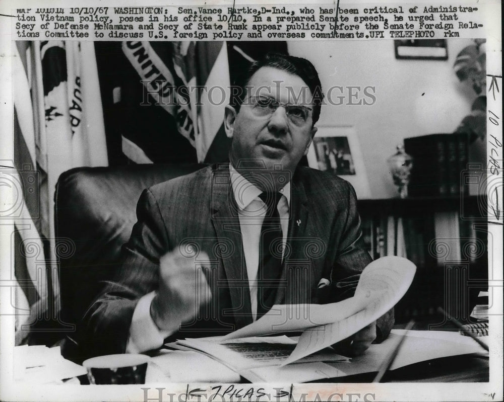 1967 Press Photo Sen. Vance Hartke, D-Ind.-Historic Images