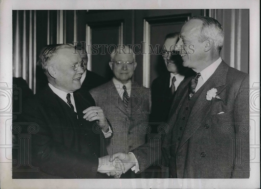 1937 Press Photo AFL pres. William Green; Harper Sibley, US Chamber of Commerce - Historic Images