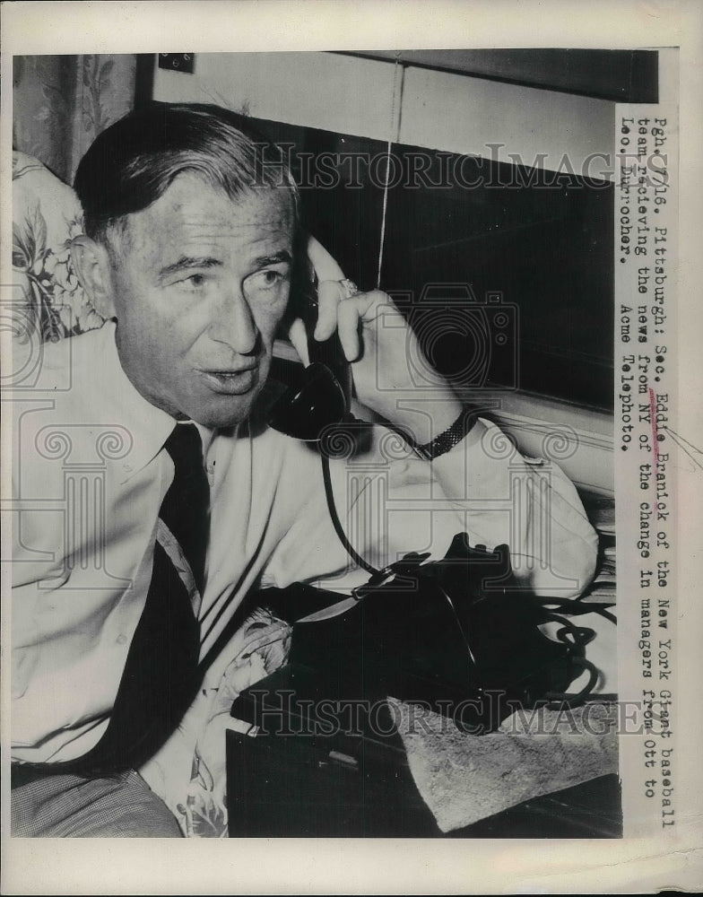 1948 Press Photo Eddie Branick New York Giants - Historic Images