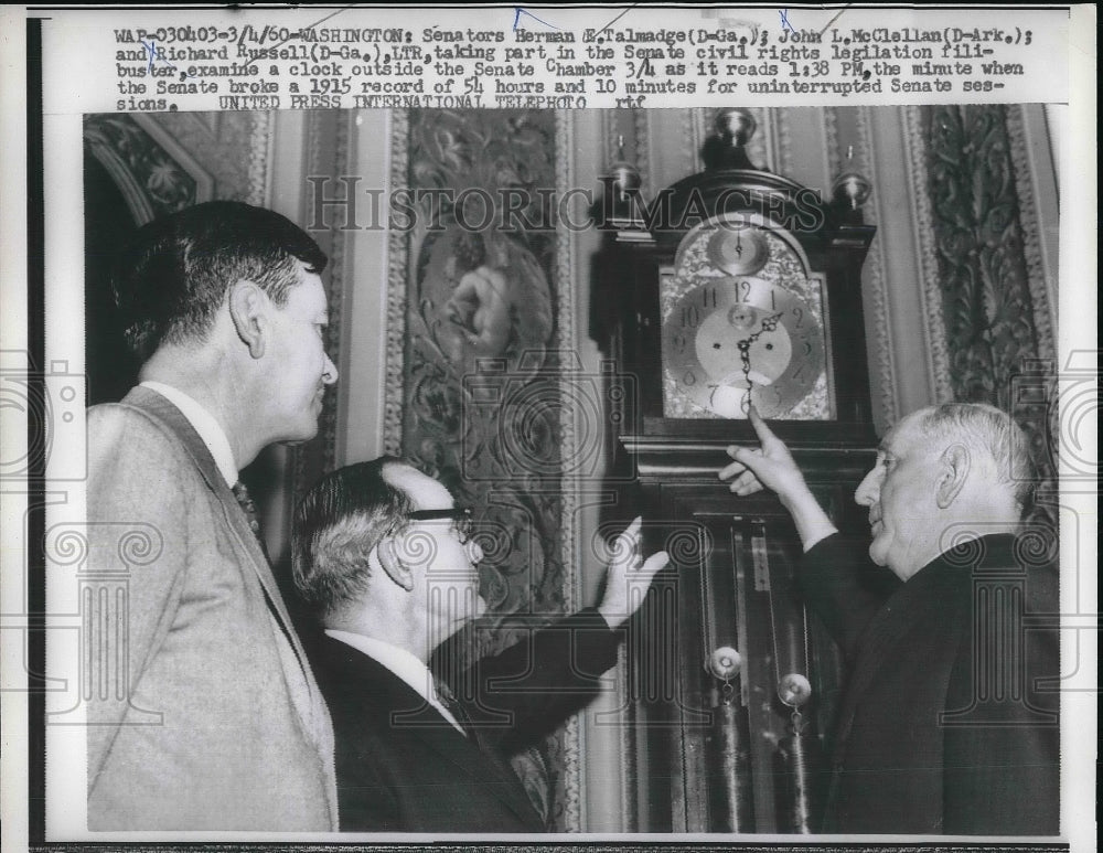 1960 Press Photo Senators Herman E. Talmadge, John L. McClellan, Richard Russell - Historic Images