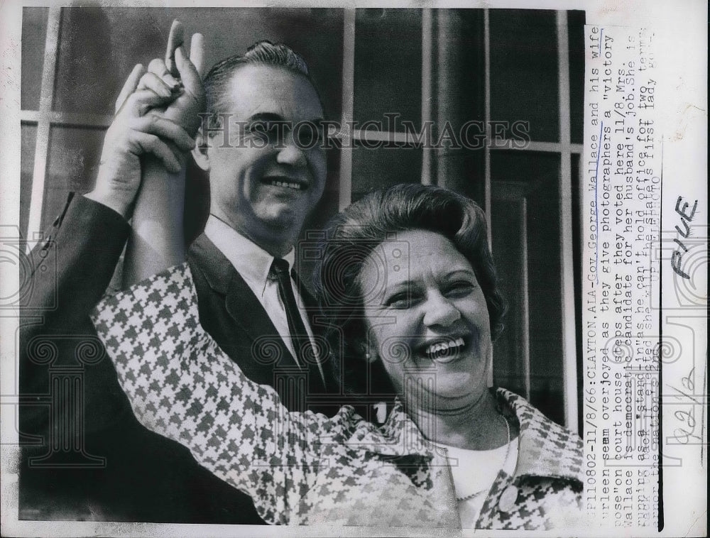 1966 Press Photo Alabama Governor George C Wallace & Mrs Wallace - Historic Images