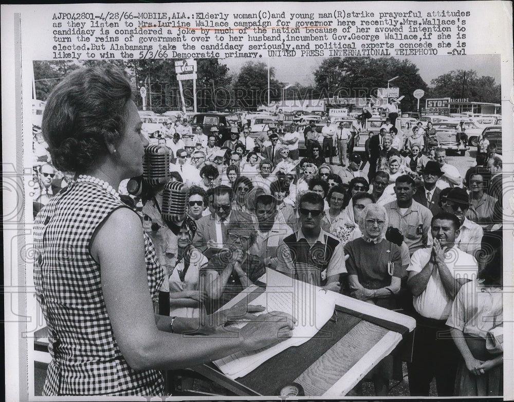 1966 Press Photo Mrs Lurline Wallace Wife of Governor of Alabama George Wallace - Historic Images