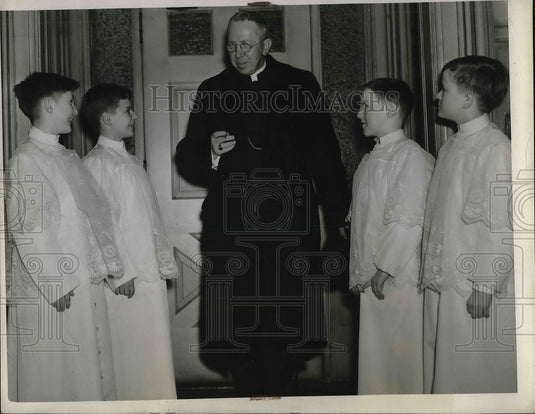 1940 Press Photo John O'Donnell, Charles Kowalski, Archbishop Edward A Mooney - Historic Images