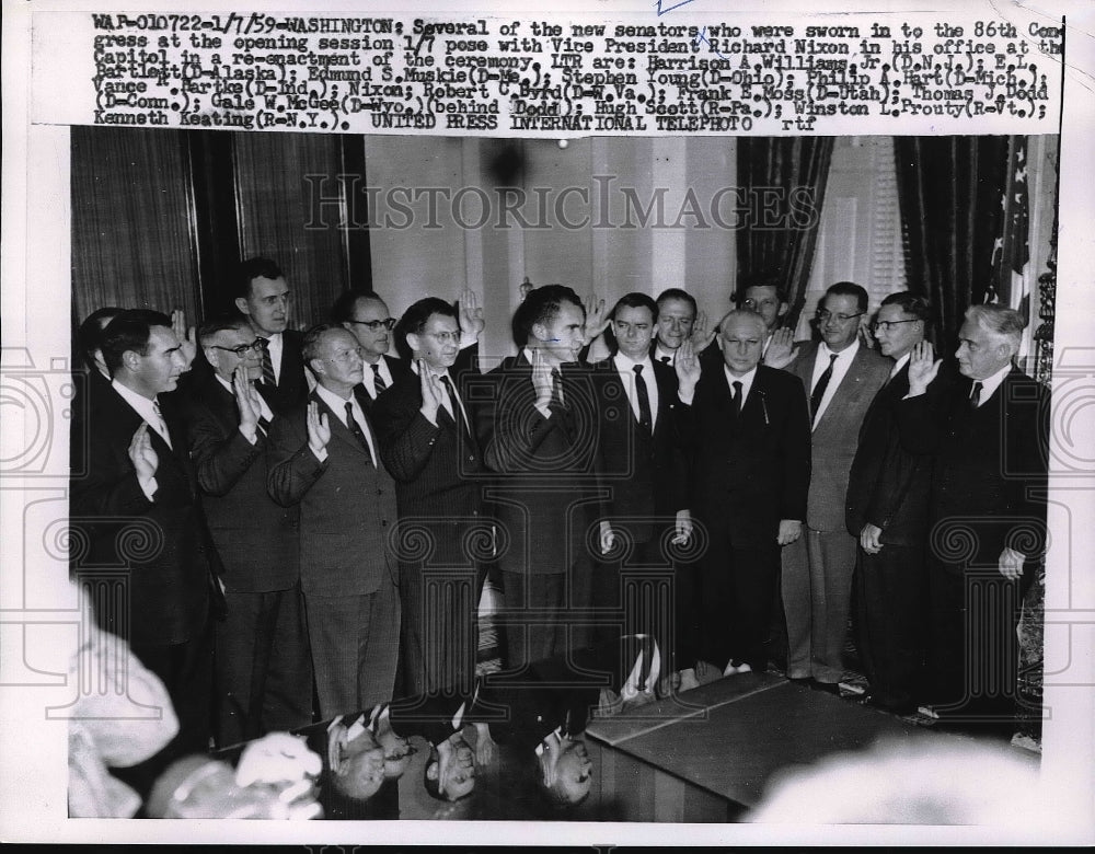 1959 Press Photo Vice President Richard Nixon 86th Congress Senate Robert Byrd - Historic Images