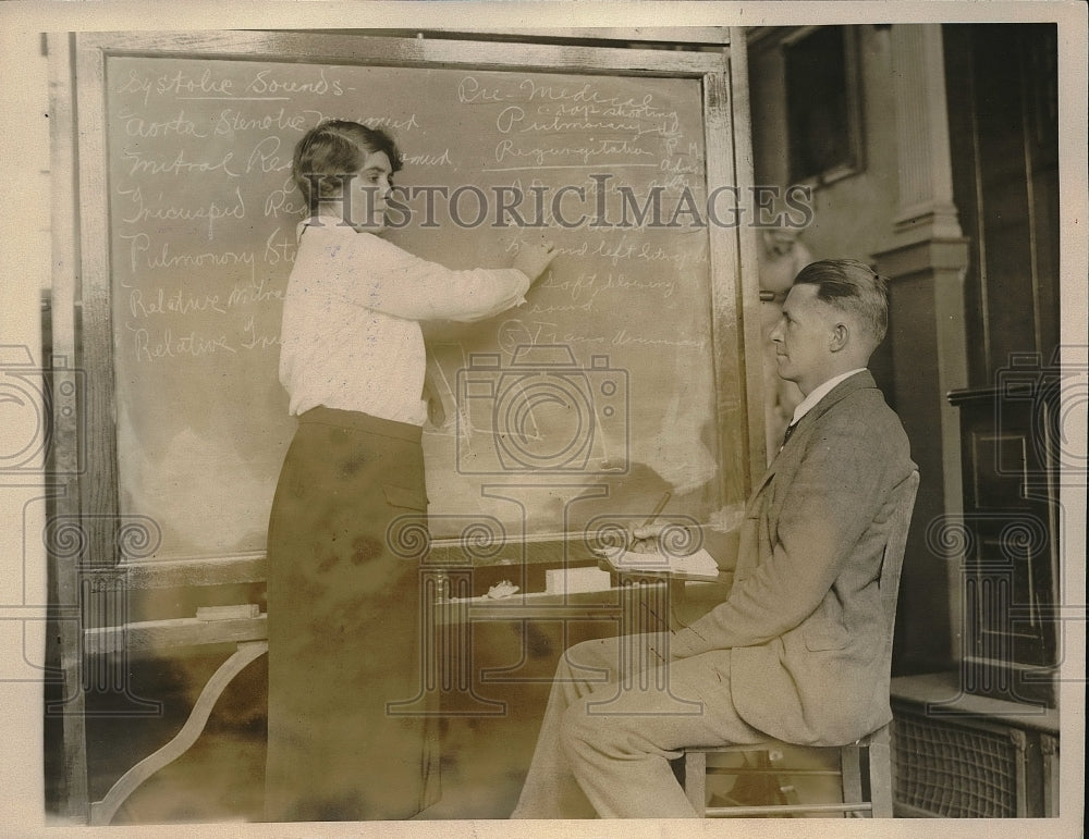 1925 Press Photo Mrs. Mary H. Johnson Instructs Husband Arthur - Historic Images