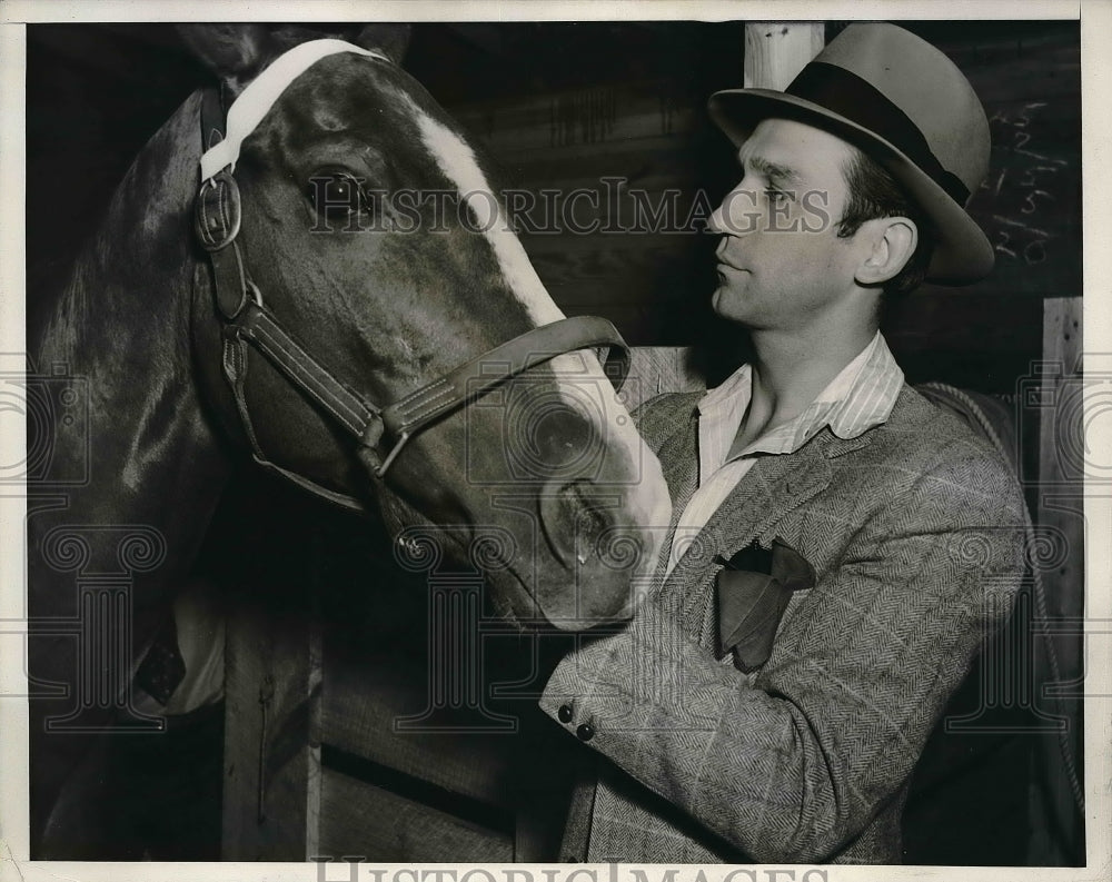 1938 Press Photo Carl Jackson Polo Player & Favorite Horse - Historic Images