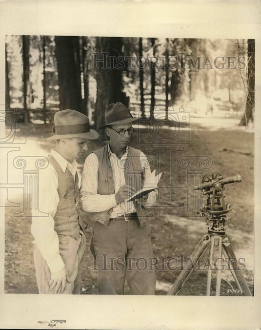 1931 Press Photo J.W. Jourdan & J.J. Lewis Two Engineers Measuring California - Historic Images