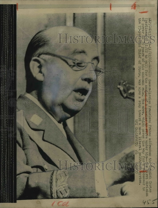 1966 Press Photo Generalissimo Francisco Franco - neb23304 - Historic Images