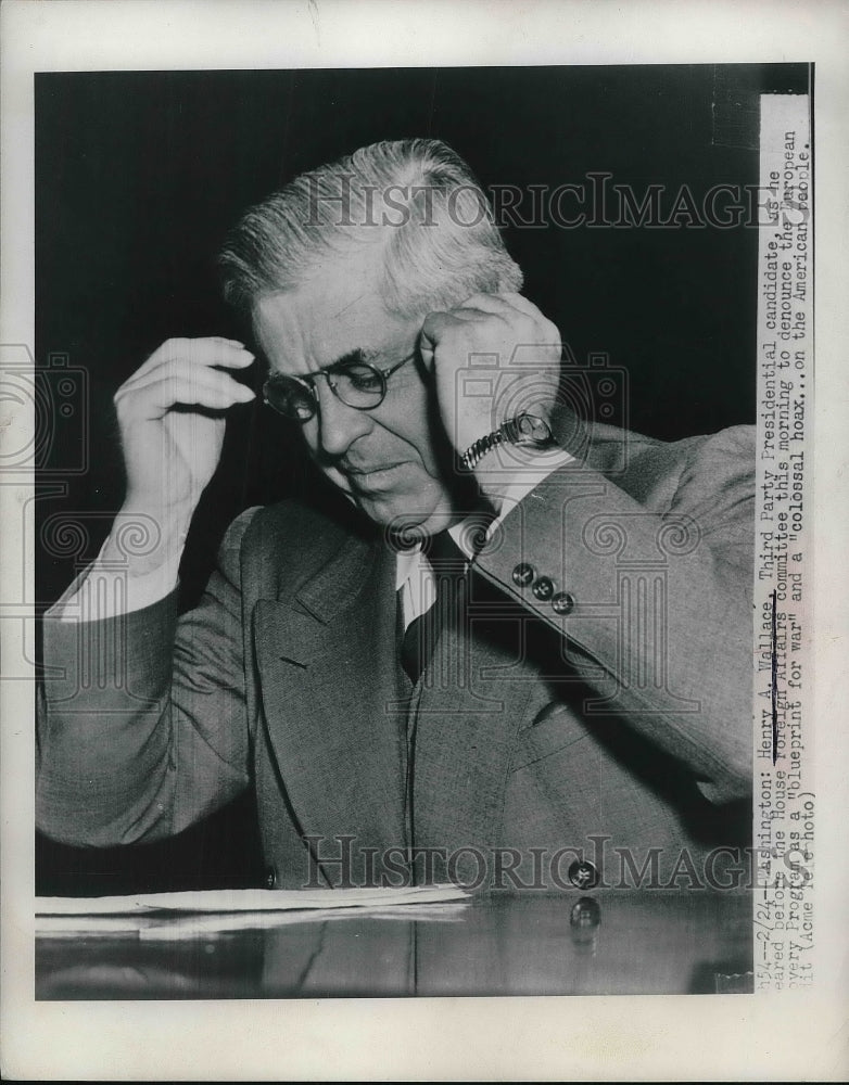 1948 Press Photo Presidential Candidate Henry Wallace - Historic Images