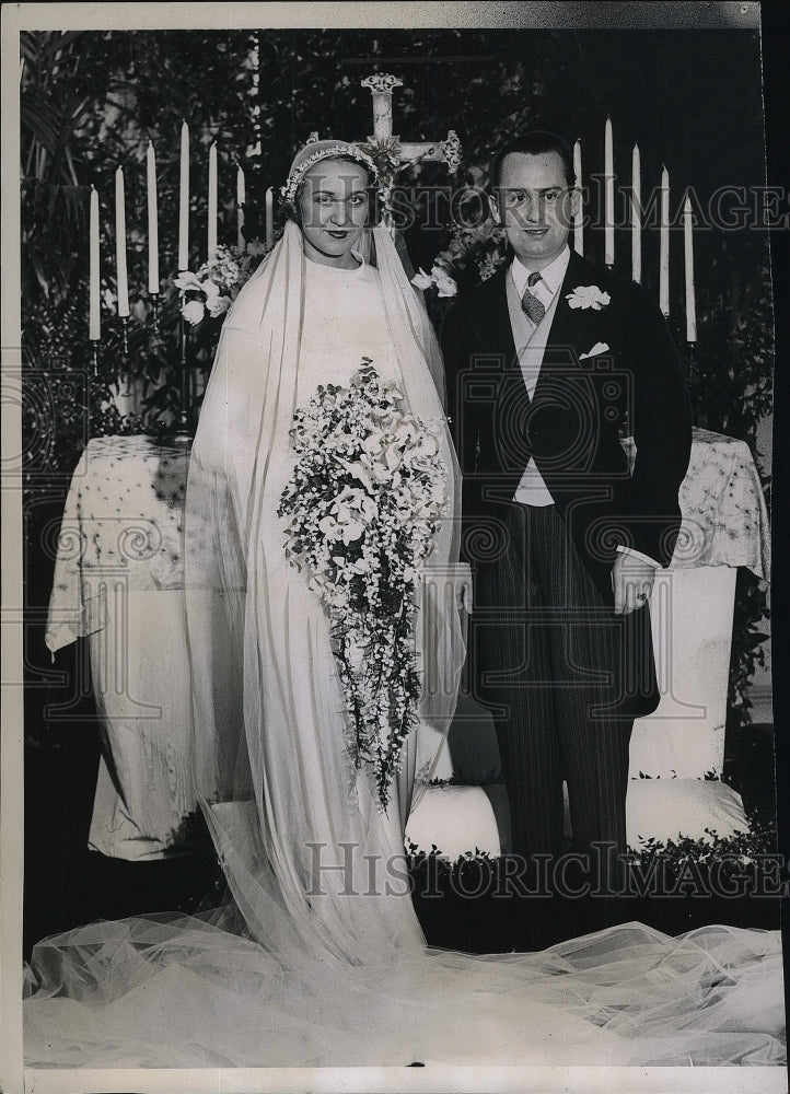 1934 Press Photo Jean Dupuy and wife Wedding - Historic Images