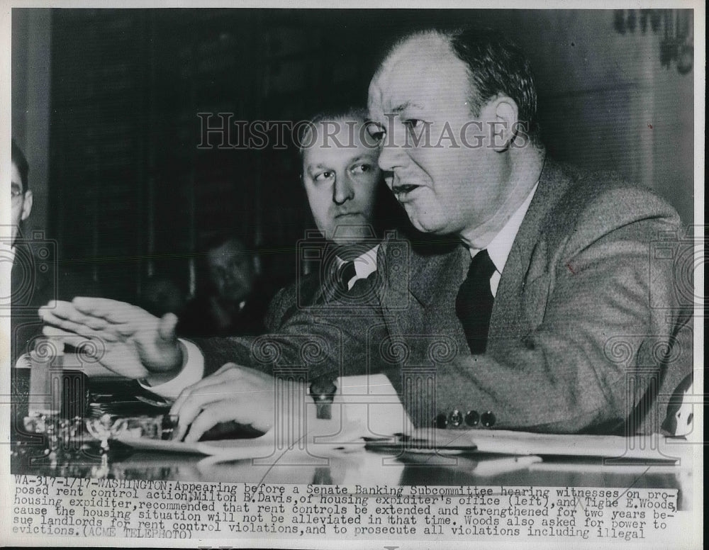 1948 Press Photo Senate Banking Subcommittee, Milton Davis &amp; T Woods - Historic Images