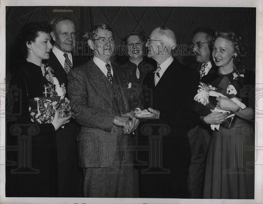 1950 Press Photo Bank of Ohio, Kayvas, Sen. Bulkley, Hudek, Ahern, Karlinger - Historic Images