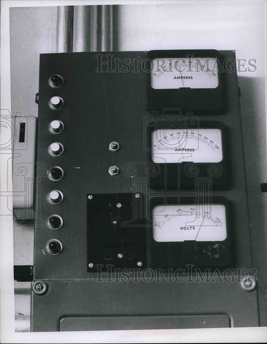 1967 Press Photo Control Panel Registering Amps and Volts - Historic Images