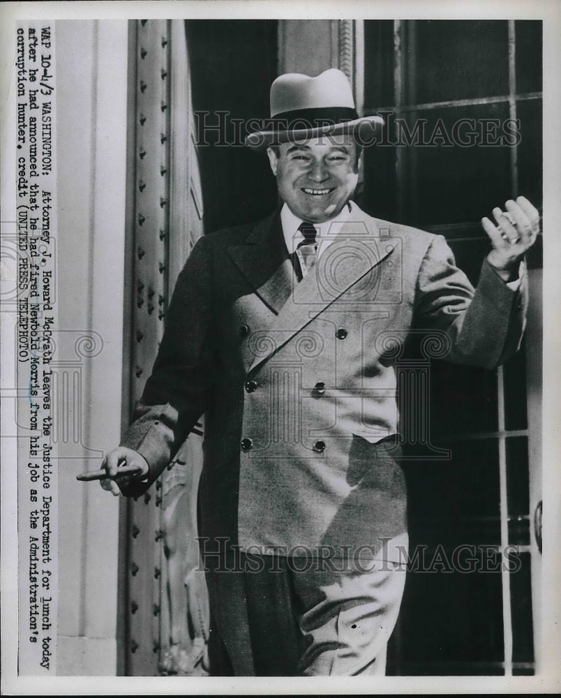 1962 Press Photo James Howard McGrath fires corruption hunter Newbold Morris - Historic Images