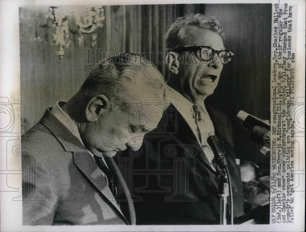 1962 Press Photo GOP Congressional Leaders Charles Hallack &amp; Everett Dirksen - Historic Images