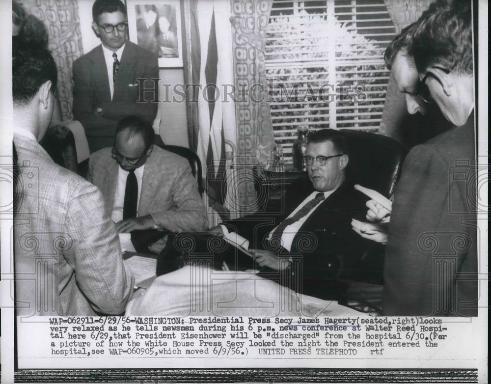 1956 Press Photo Press Secretary James Hagerty News Conference Walter Reed-Historic Images