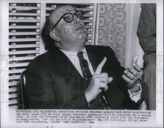 1955 Press Photo Republican National Chairman Leonard Hall White House Reporters-Historic Images