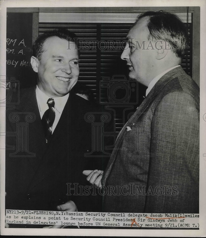 1950 Press Photo Flushing, NY Russian delegate Jacob Malik, UN Security Council - Historic Images